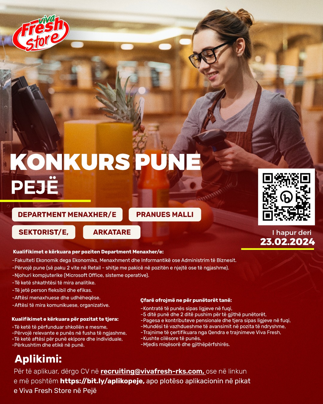 Department Menaxher/e, Pranues Malli, Sektorist/e, Arkatare